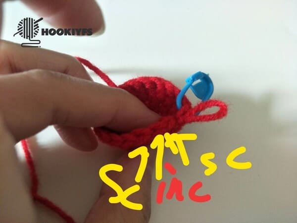 crochet order for round 6 of strawberry crochet