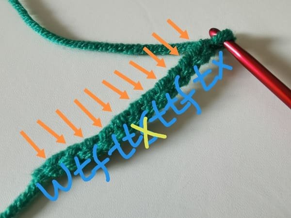 crochet order for the one side of leaf