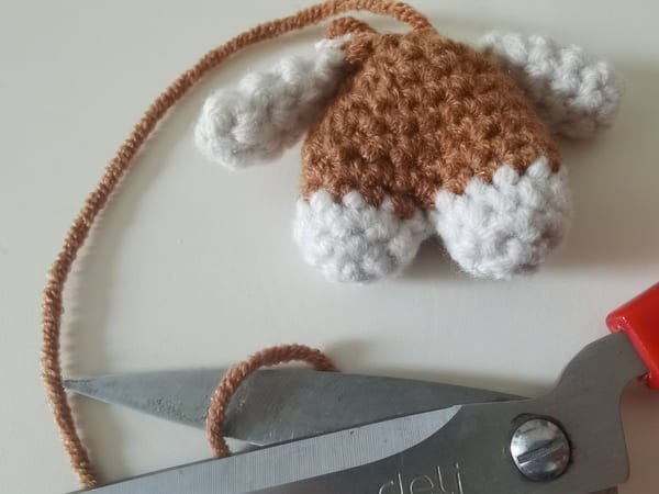 cut yarn end for body for hello kitty crochet pattern