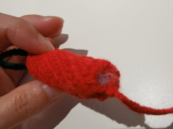 fiberfill is completed for chili crochet