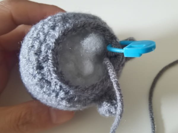 fiberfill is completed for elephant crochet