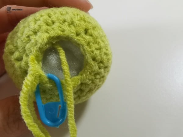 fiberfill is completed for lemon crochet pattern