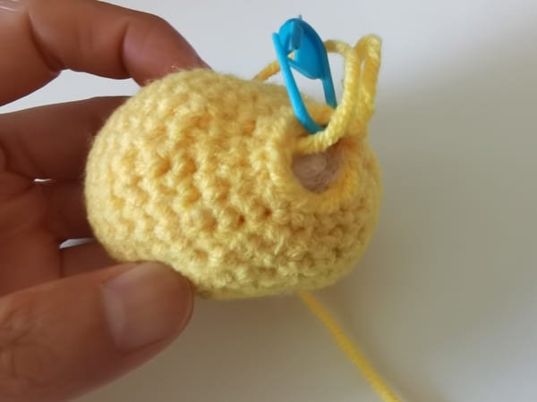 fiberfill is completed for mango crochet