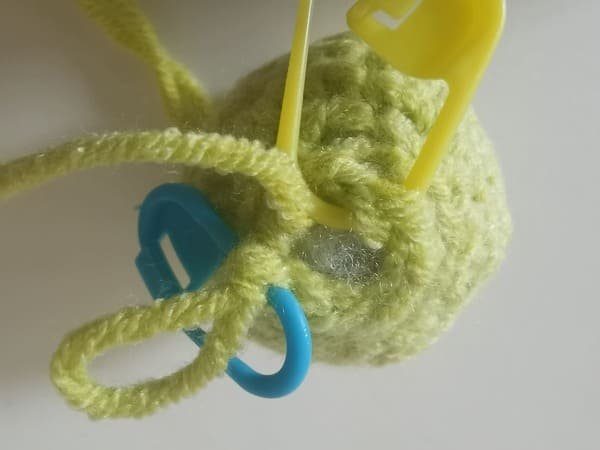 fiberfill is completed for octopus crochet