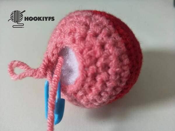fiberfill is completed of strawberry crochet