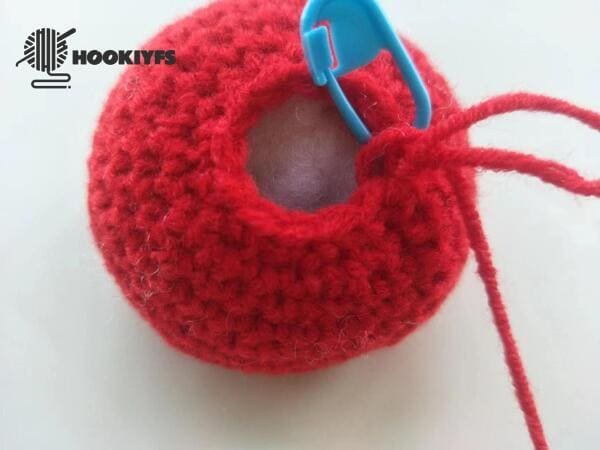 fiberfill is completed for apple crochet
