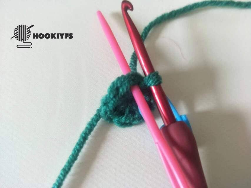 hook position for crocheting the second round