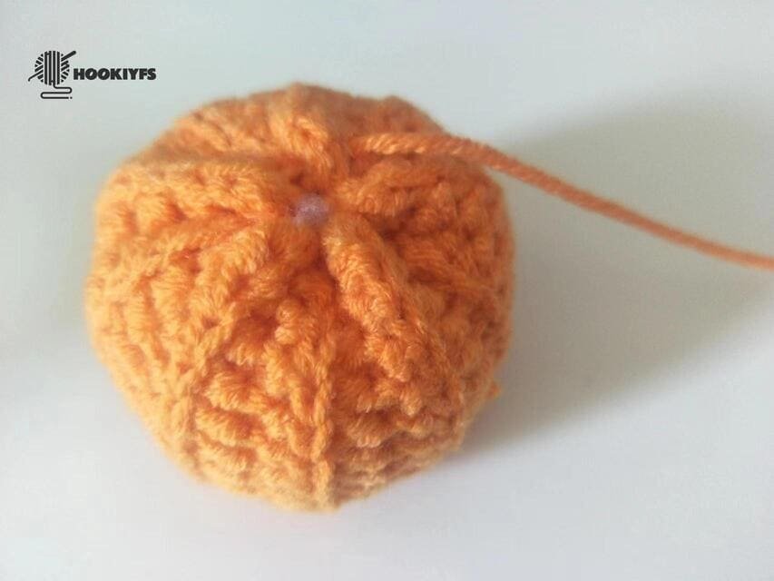 sew the first of another side is completed for crochet pumpkin pattern