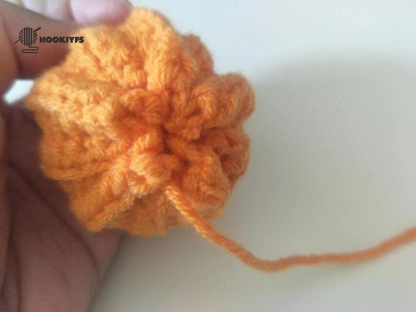 sew the first of one side is completed for crochet pumpkin pattern
