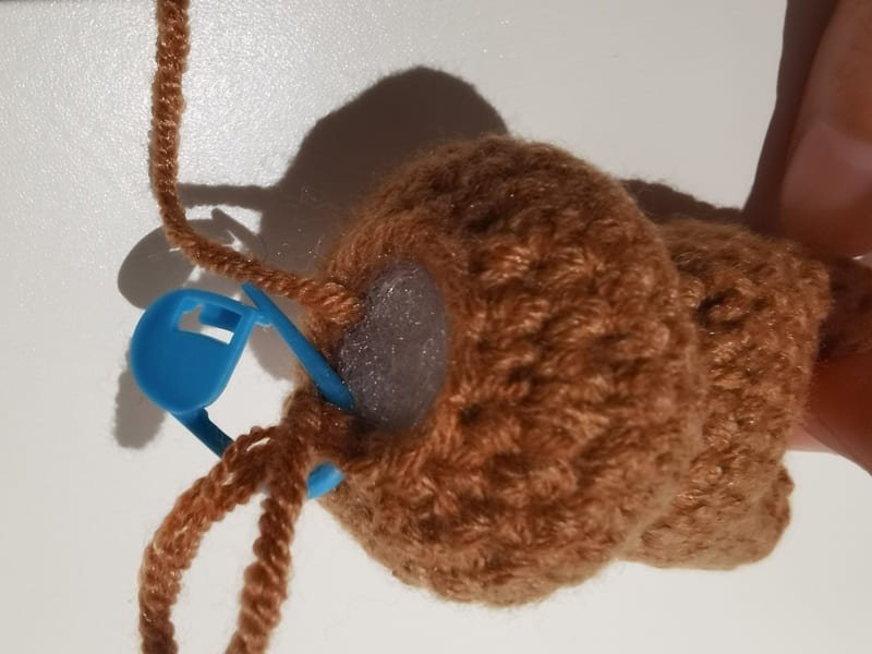 the fiberfill is completed for teddy bear crochet
