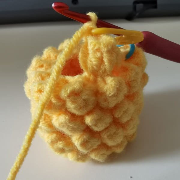 the first double stitch is completed for round 7