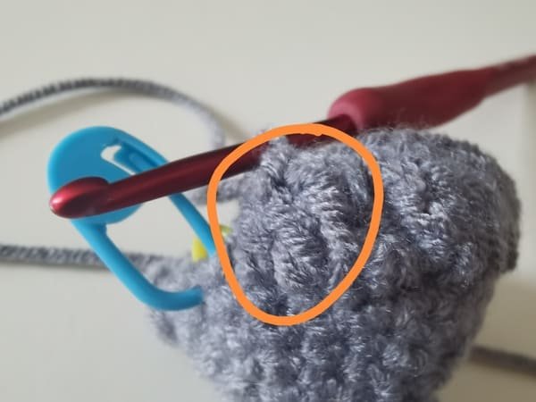 the second popcorn is completed for elephant crochet