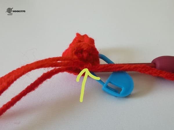 tie knot on the magic ring for mushroom crochet pattern