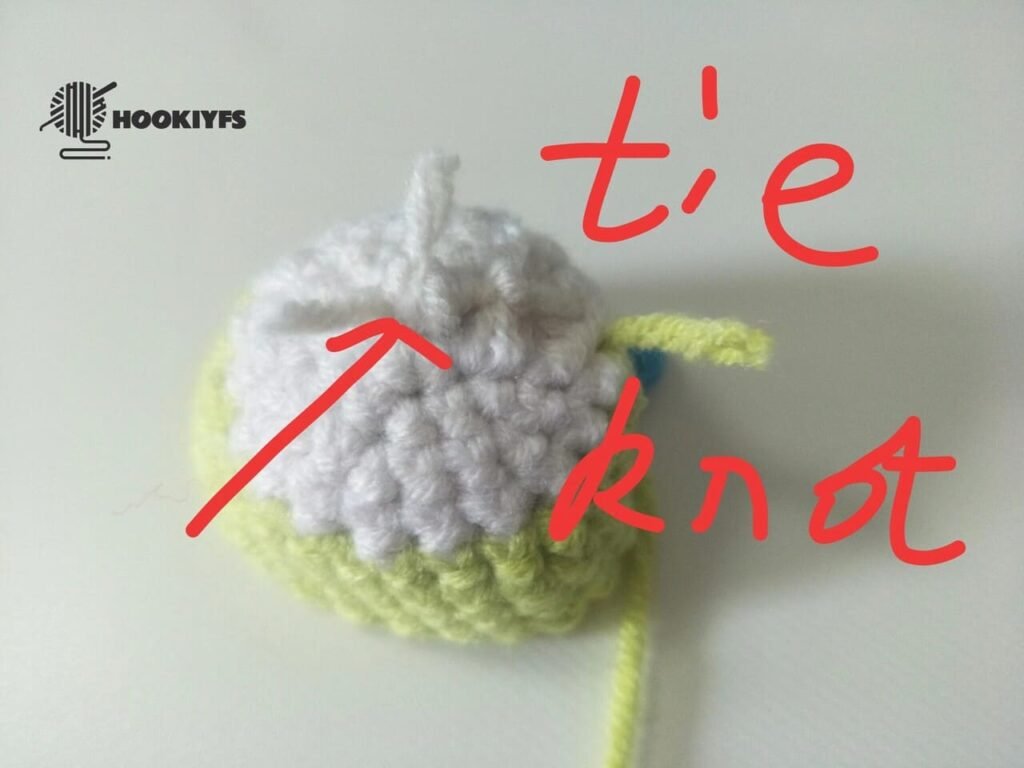 tie know on the back of body for fish crochet
