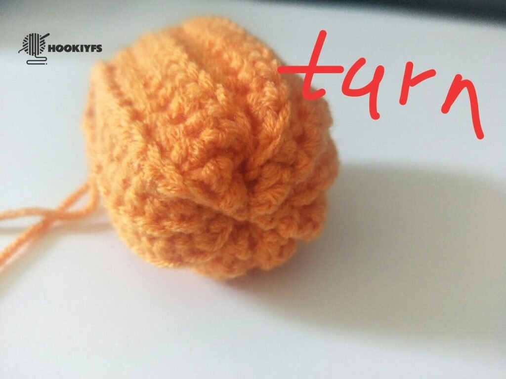 turn of fabric sew for crochet pumpkin pattern