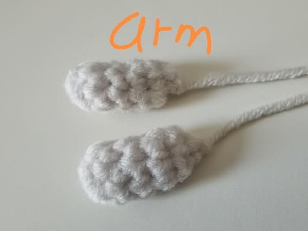 two arms are completed for hello kitty crochet pattern