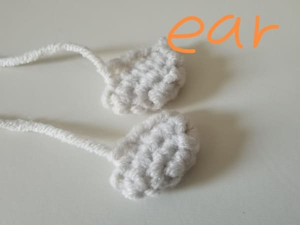 two ears are completed for hello kitty crochet pattern
