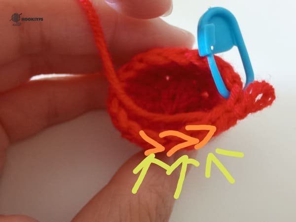 v shaped is each stitch for mushroom crochet pattern