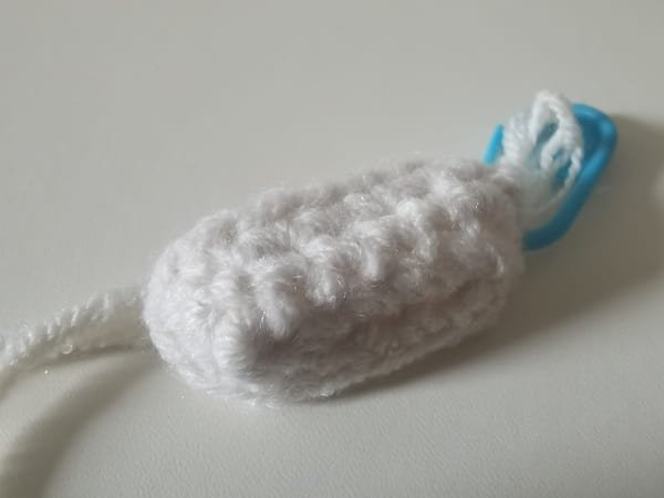 view of round 2 for head for hello kitty crochet pattern