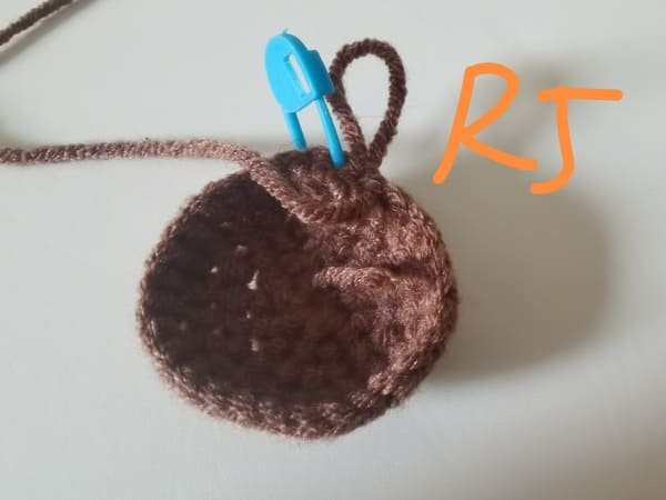 view of round 5 for sunflower crochet
