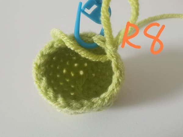 view of round 8 for octopus crochet