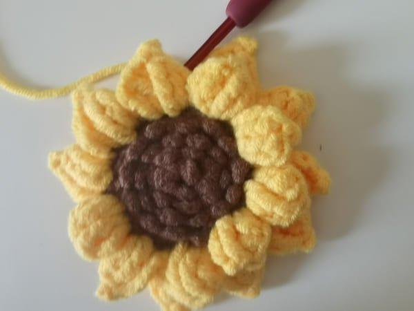 we need crochet 6 petals firstly.