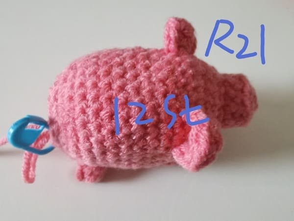 12 stitches for round 21 for crochet pig