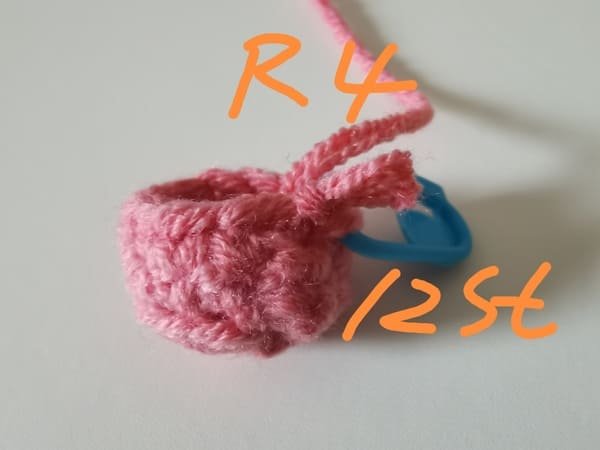 12 stitches for round 4 for crochet pig