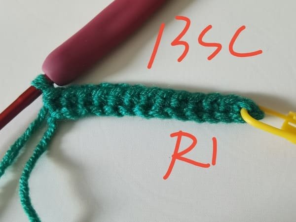 13 single crochets for round 1 for frog crochet pattern