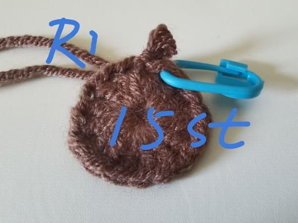 15 stitches for round 1 for sock crochet