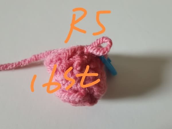 16 stitches for round 5 for crochet pig