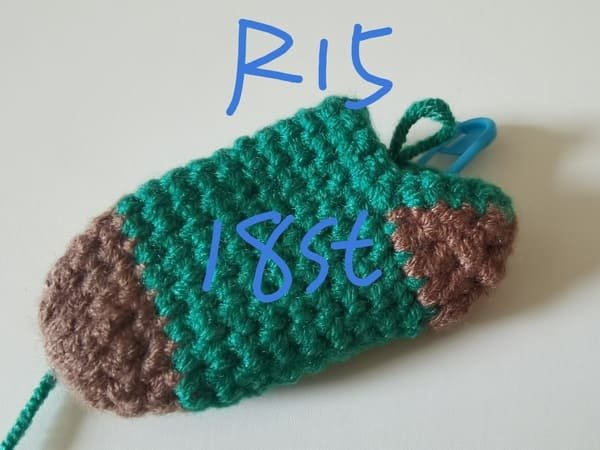 18 stitches for round 15 for sock crochet