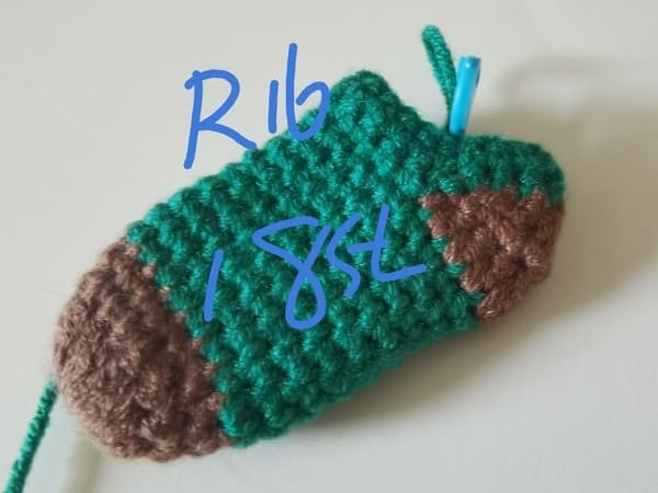 18 stitches for round 16 for sock crochet