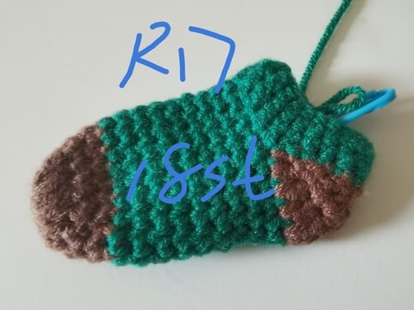 18 stitches for round 17 for sock crochet