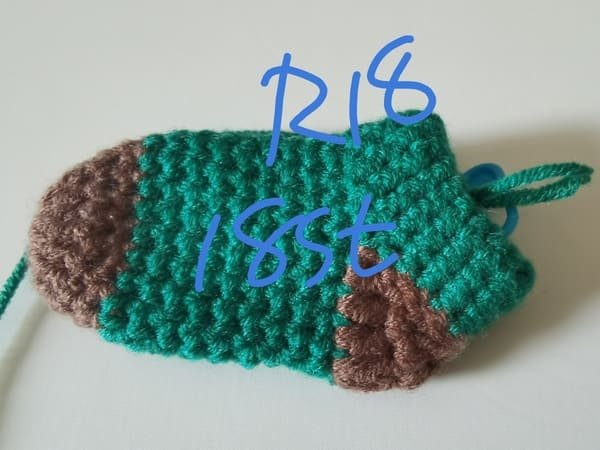 18 stitches for round 18 for sock crochet