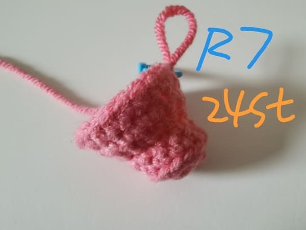 24 stitches for round 7 for crochet pig