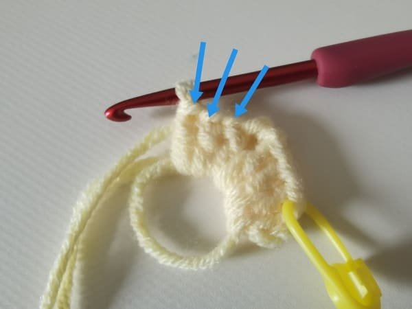 3 double crochets for second in to magic ring for crochet butterfly pattern