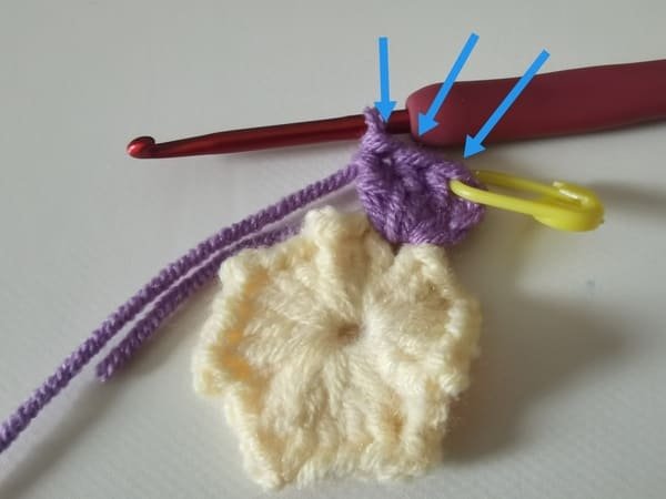 3 double crochets for round 2 for crochet butterfly pattern
