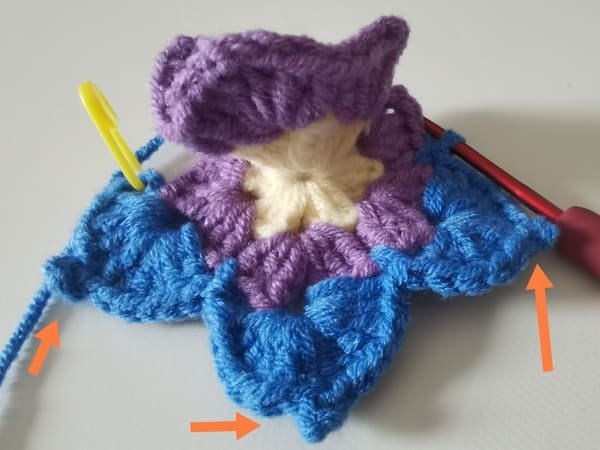 3 groups for round 3 for crochet butterfly pattern