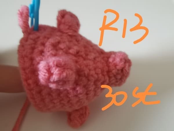 30 stitches for round 13 for crochet pig