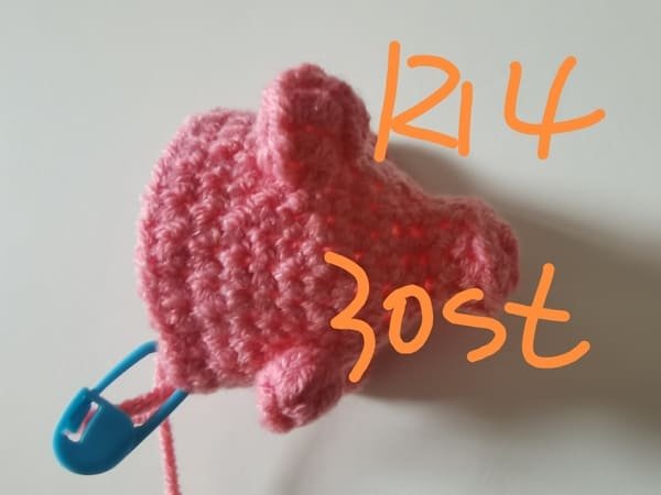 30 stitches for round 14 for crochet pig
