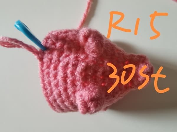 30 stitches for round 15 for crochet pig