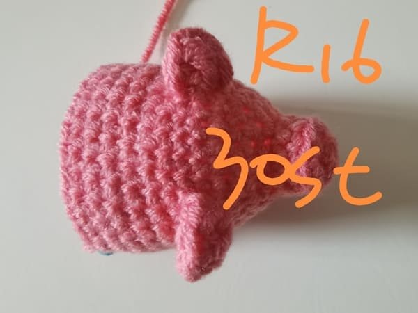 30 stitches for round 16 for crochet pig