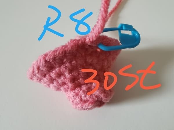 30 stitches for round 8 for crochet pig