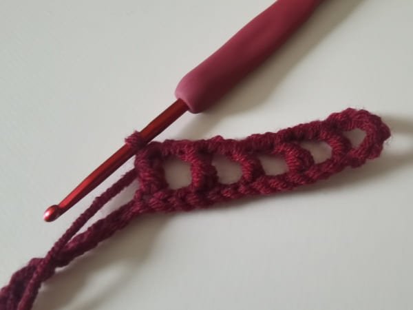 5 double stitches are completed for round 1 for bow crochet