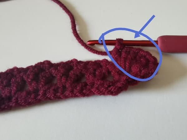 6 double crochet is completed for the first group