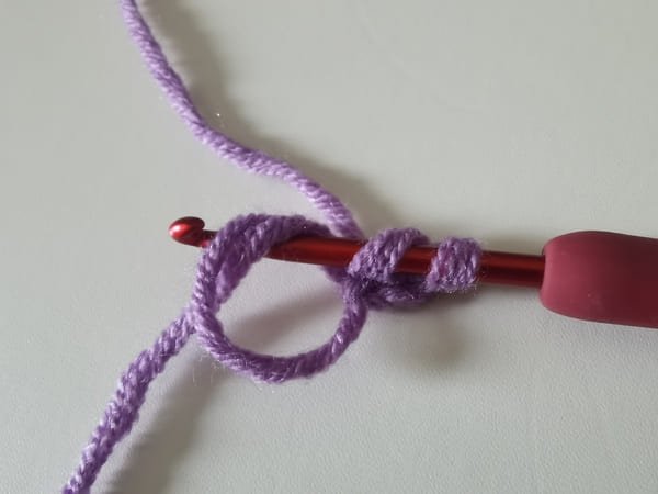 Insert hook into the center of the magic ring.