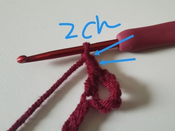 crochet 2 chain stitches for round 1 for bow crochet