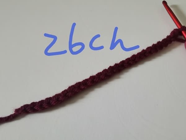 crochet 26 chain stitches for Crochet Rose Pattern