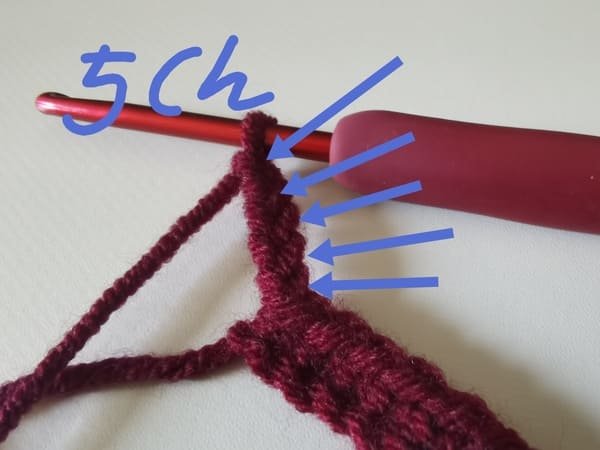 crochet 5 chain stitches for round 1 for crochet rose pattern